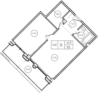 Продается 2-комн. квартира, 44.74 м²