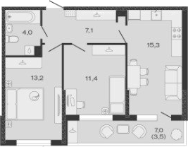 Продается 2-комн. квартира, 51 м²