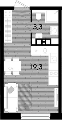 Студия, 22.6 м², 7/16 этаж, ЖК «DОГМА ПАРК»