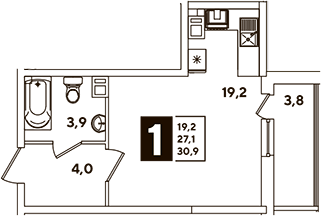 Студия, 27.1 м², 3/16 этаж, ЖК «Самолет»