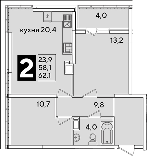 Продается 3-комн. квартира, 58.1 м²