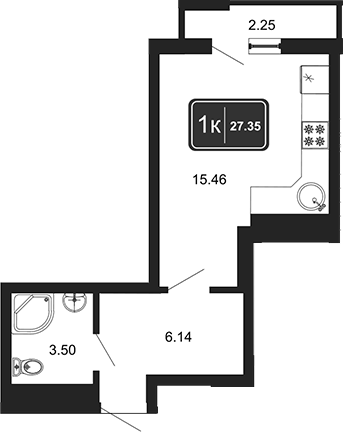 Студия, 22.85 м², 4/8 этаж, ЖК «Гостиничный комплекс Marine Garden 4»