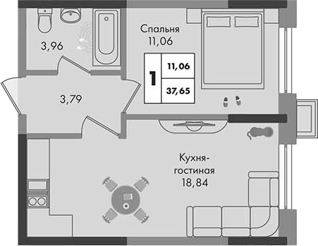 1-комн. Зеленая территория