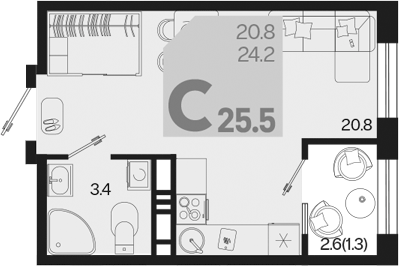 Продается 1-комн. квартира, 24.2 м²