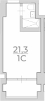 Студия, 21.3 м², 2/4 этаж, ЖК «Комплекс Luciano»