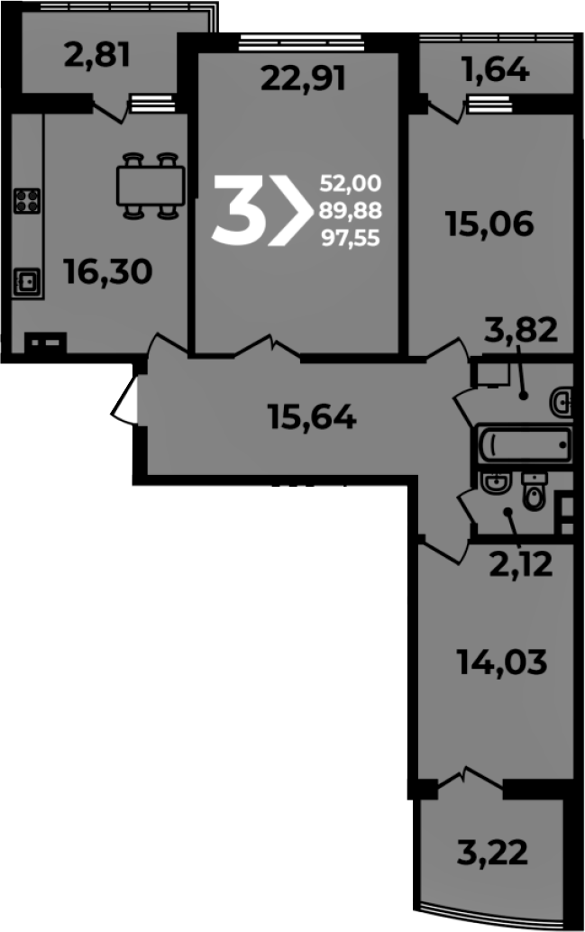 Продается 4-комн. квартира, 89.88 м²