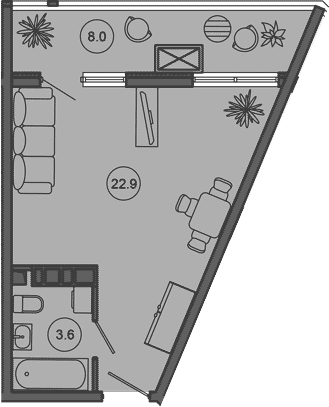 Студия, 26.4 м², 9/10 этаж, ЖК «Гостиничный комплекс GREENMONT»
