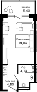 Студия, 27.7 м², 5/8 этаж, ЖК «Курортный отель Алеан Селект Агой»
