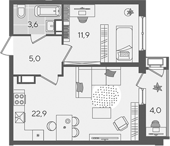 Продается 2-комн. квартира, 43.4 м²