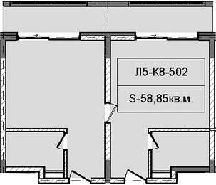 Объект, 58.85 м², 5/5 этаж, ЖК «Гостиничный комплекс Royal Beach Sochi»