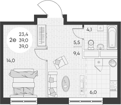 Продается 2-комн. квартира, 39 м²