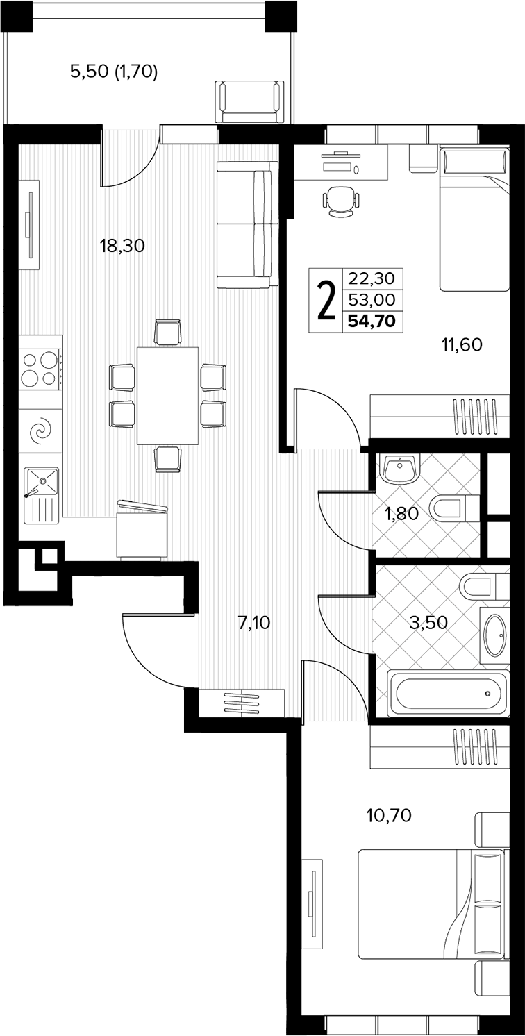 Продается 2-комн. квартира, 53 м²