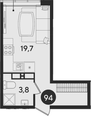 Продается 1-комн. квартира, 23.5 м²