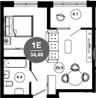 Студия, 30.3 м², 2/10 этаж, ЖК «Гостиничный комплекс GREENMONT»