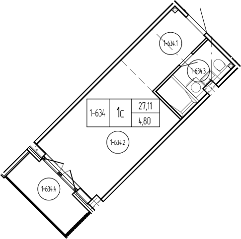 Продается 1-комн. квартира, 27.11 м²
