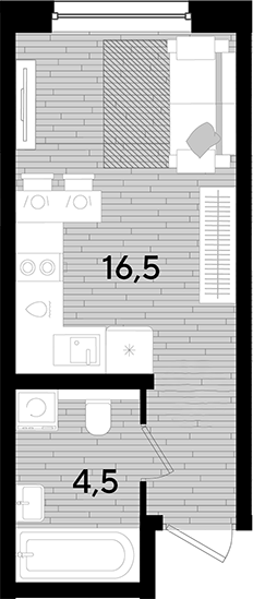 Студия, 21 м², 2/16 этаж, ЖК «DОГМА ПАРК»