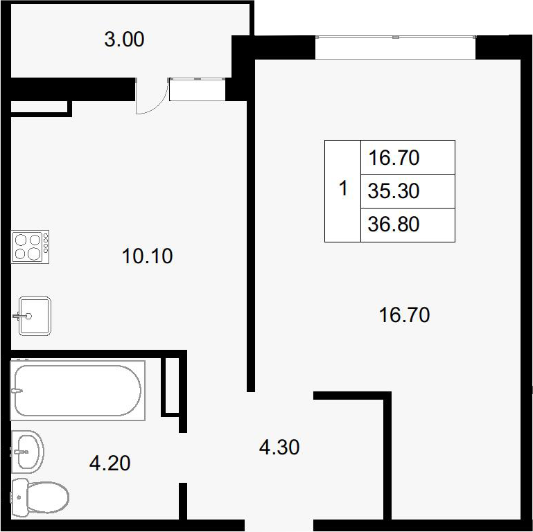 Продается 1-комн. квартира, 35.3 м²