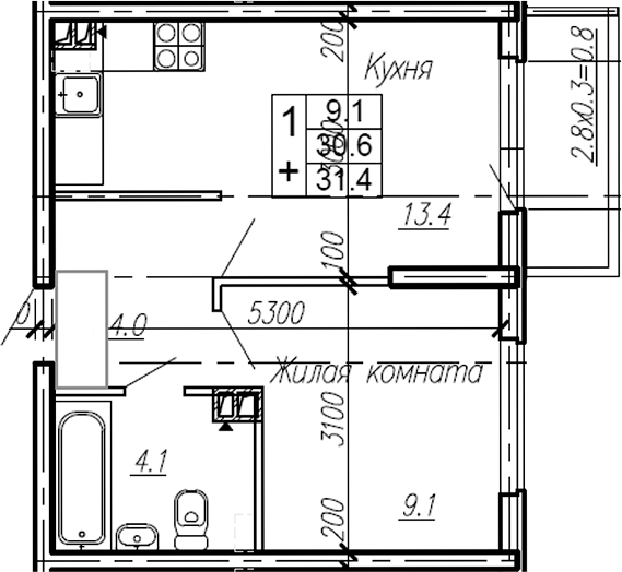 Продается 1-комн. квартира, 30.6 м²