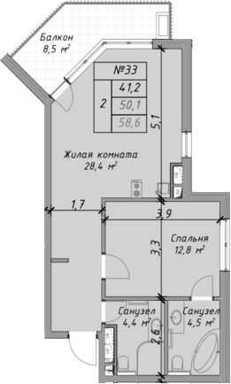 2-комн. Оазис Азова