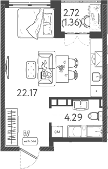 Продается 1-комн. квартира, 26.8 м²
