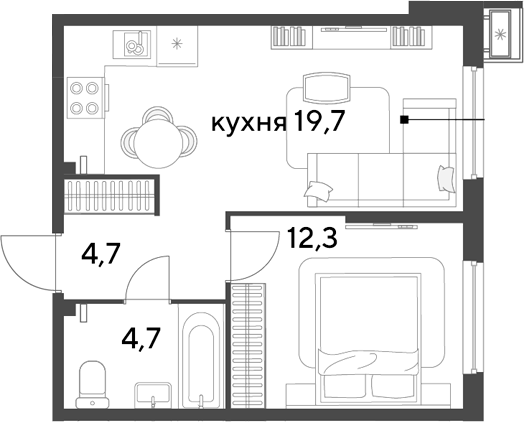 Продается 2-комн. квартира, 41.4 м²