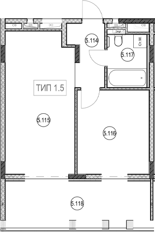 2-комн., 41.2 м², 1/7 этаж, ЖК «ГК Сан Гарден Хотел&СПА»