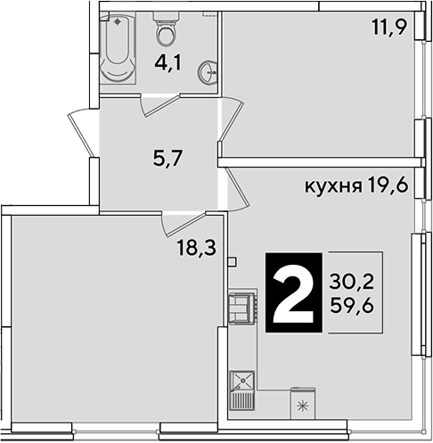 Продается 3-комн. квартира, 59.6 м²