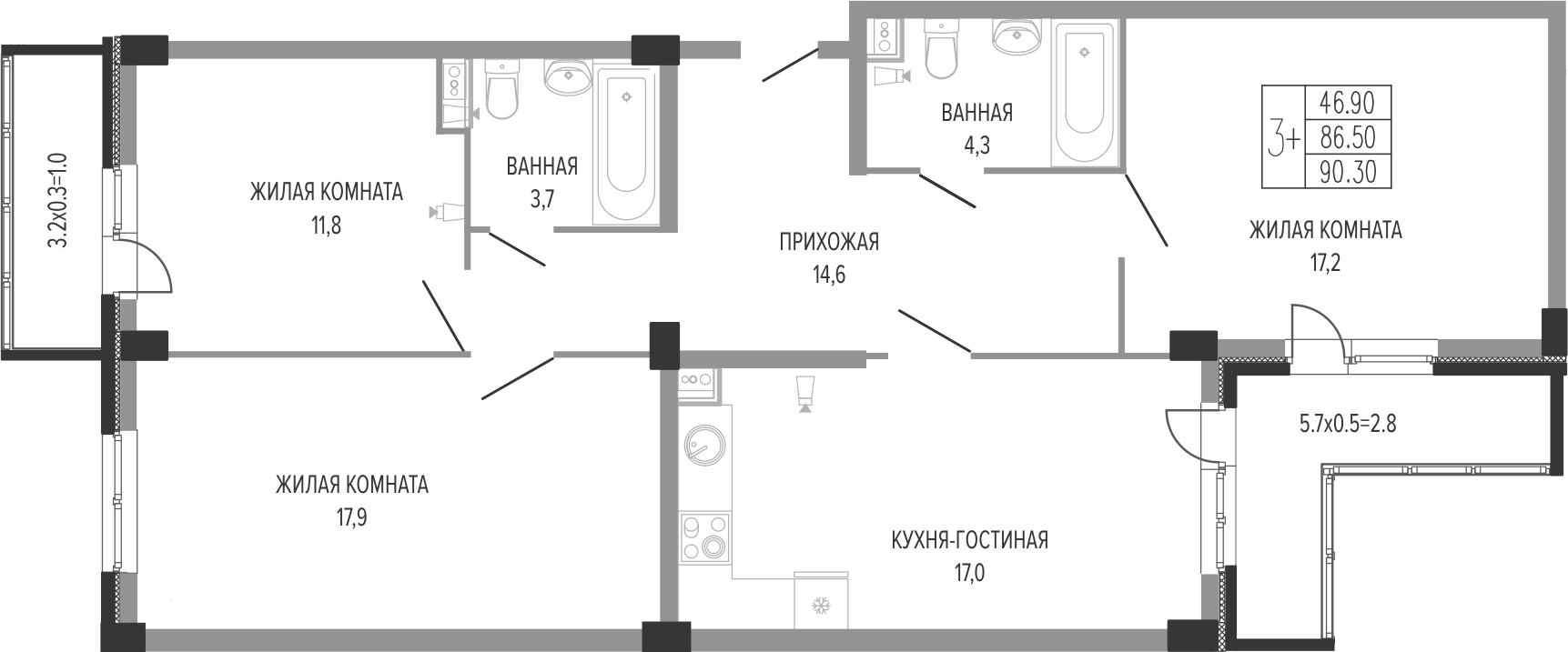 4-комн. Екатерининский парк