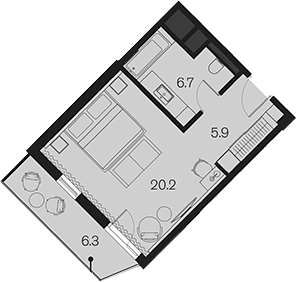 Студия, 32.9 м², 3/4 этаж, ЖК «Benefit Sky Breeze Sochi»