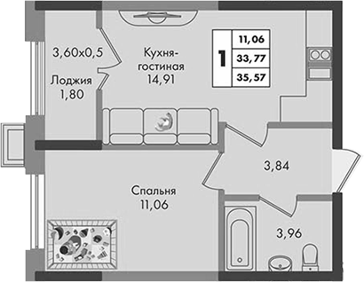 1-комн. Зеленая территория
