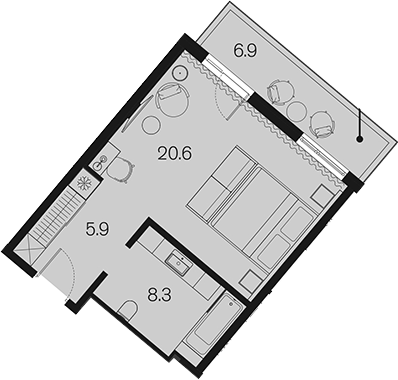 Студия, 34.8 м², 3/4 этаж, ЖК «Benefit Sky Breeze Sochi»