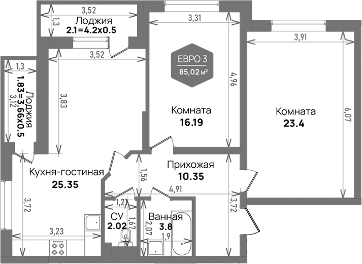 3-комн. Левада