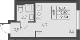 Продается 1-комн. квартира, 19.5 м²