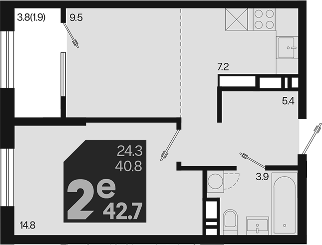 Продается 2-комн. квартира, 40.8 м²
