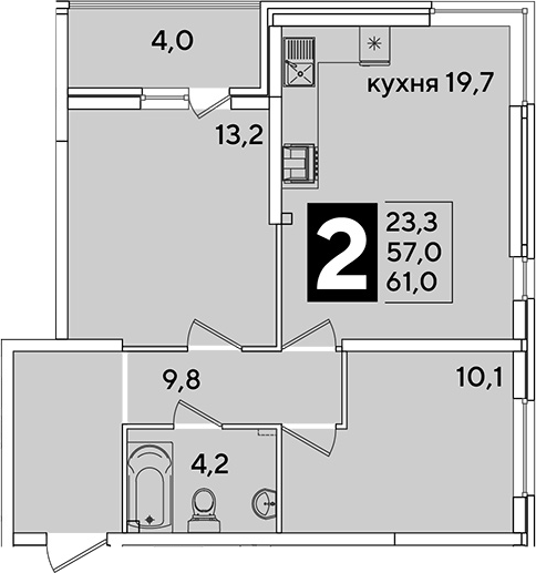 Продается 3-комн. квартира, 57 м²