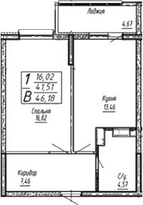 1-комн., 44.93 м², 8/16 этаж, ЖК «Спутник»