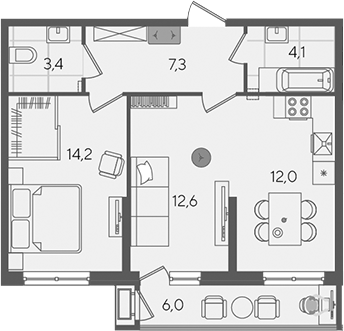Продается 2-комн. квартира, 53.6 м²