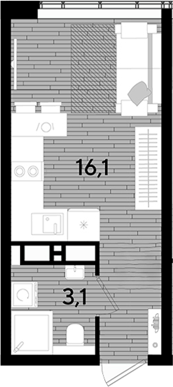 Продается 1-комн. квартира, 19.2 м²