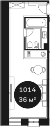 Объект, 36.36 м², 1/4 этаж, ЖК «Резиденция Волна»