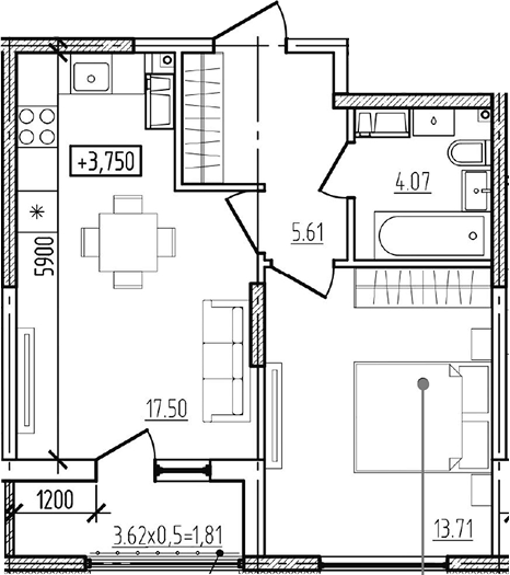 Продается 2-комн. квартира, 40.89 м²