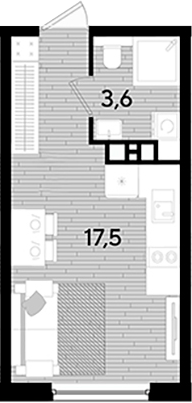 Продается 1-комн. квартира, 21.1 м²