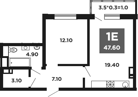 Продается 2-комн. квартира, 46.6 м²