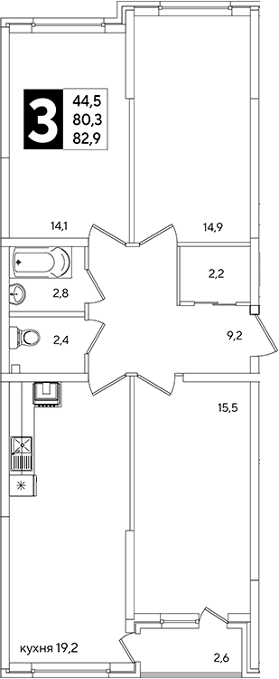 Продается 4-комн. квартира, 80.3 м²
