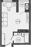 Продается 1-комн. квартира, 21.3 м²