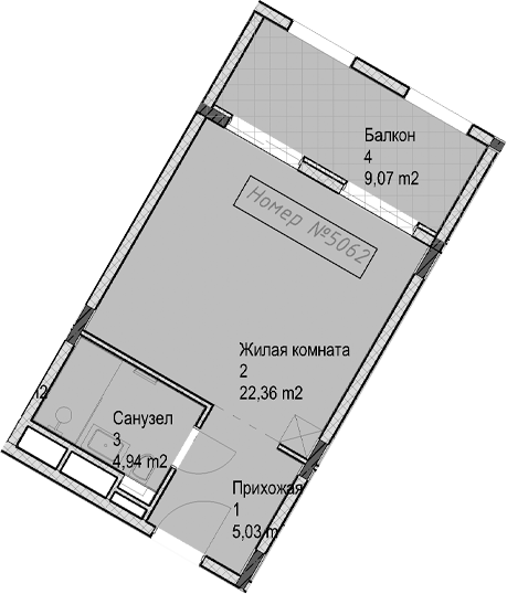 Студия, 32.3 м², 5/6 этаж, ЖК «Гостиничный комплекс Николай 1»