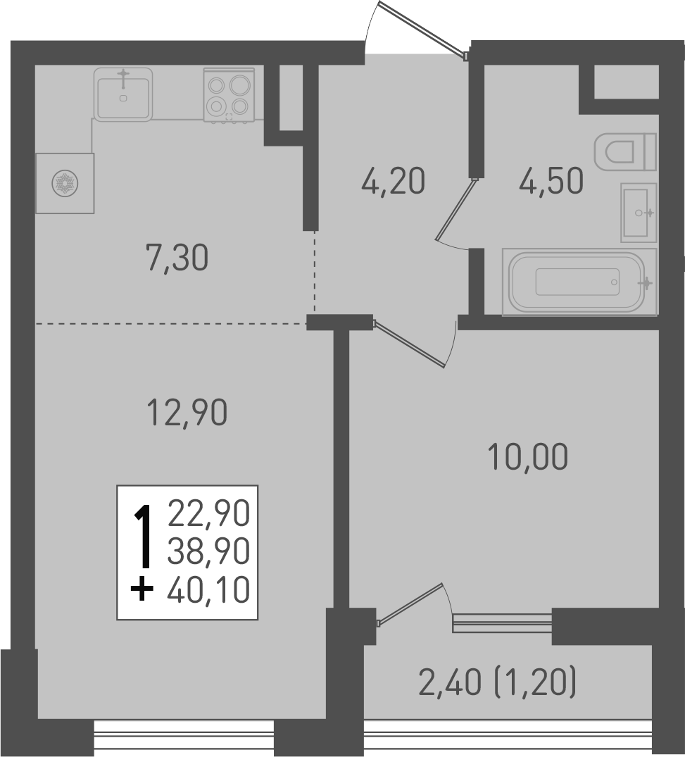 Продается 2-комн. квартира, 39.9 м²