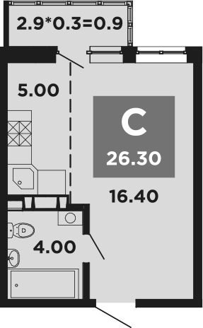 Студия, 25.4 м², 4/20 этаж, ЖК «НЕО-квартал Красная площадь»