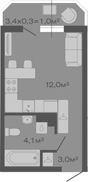 Продается 1-комн. квартира, 19.1 м²
