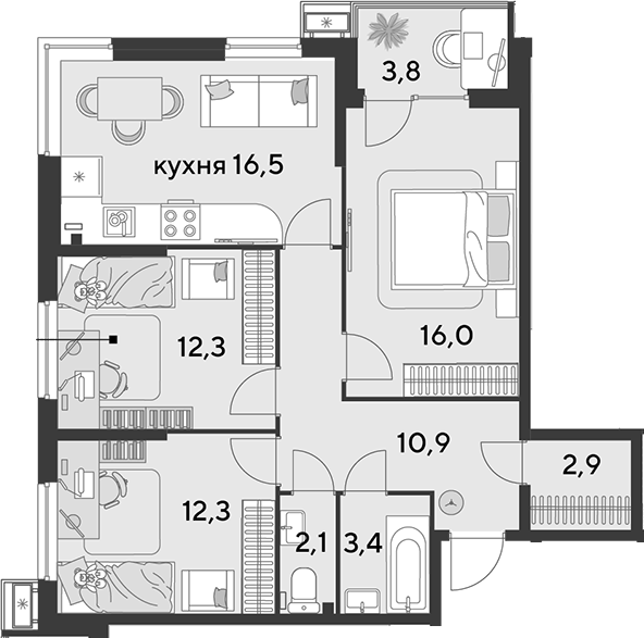 Продается 4-комн. квартира, 76.4 м²