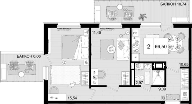 Продается 2-комн. квартира, 49.7 м²